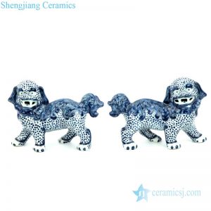 RZGB21 Jingdezhe blue and white qilin Dancing Lions Foo dogs